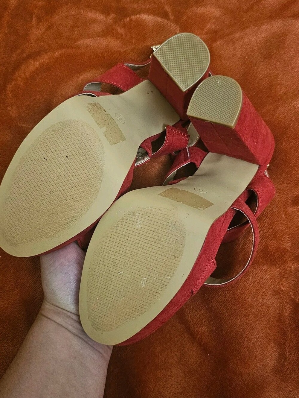 Charlotte Russe Red Strappy Block Heel Sandals - Picture 2 of 2